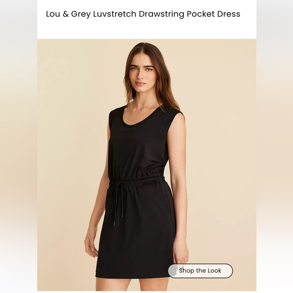 Lou & Grey Blue Stretch Drawstring Pocket Dress - Picture 1 of 5